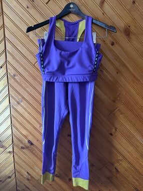 ZYIA game day purple and gold 7/8 leggings and sports bra set small